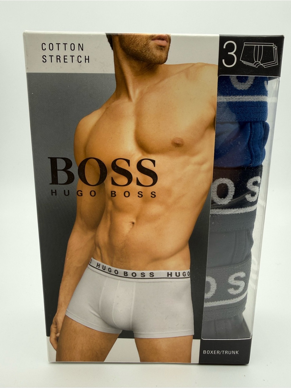 Hugo Boss Men’s 3-Pack Cotton Stretch Boxer Briefs - Grey, Blue, Black - Picture 1 of 8
